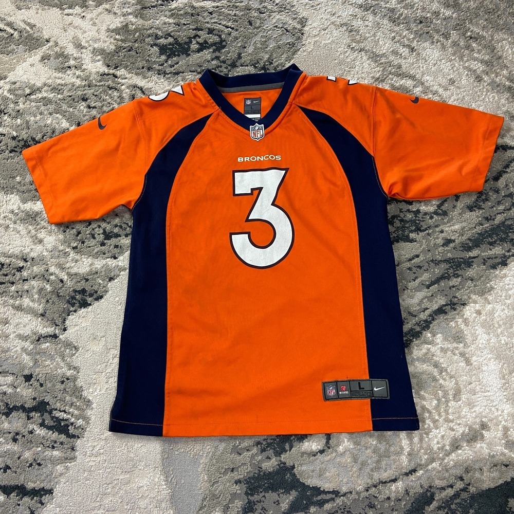 Denver Broncos Jersey‎ Youth Large Orange Russell Wilson #3 Nike Football NFL